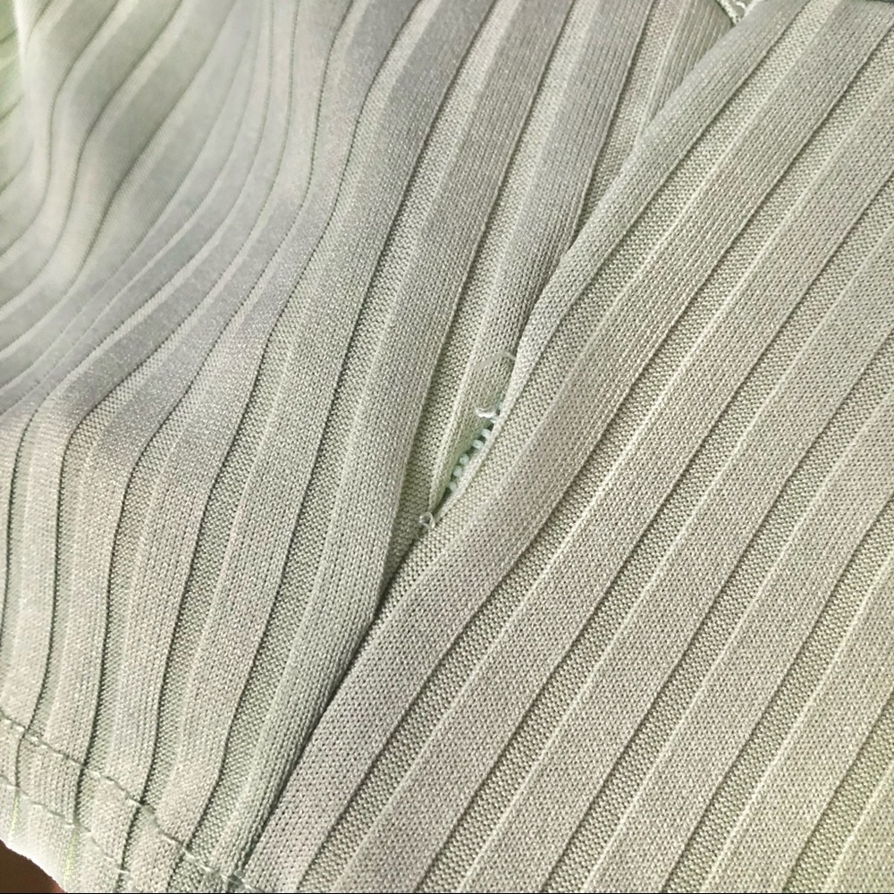 Pistachio Ribbed Racerback and Wide Leg Trouser Matching Lounge Set - Picture 6 of 6